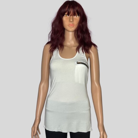 🆕POL Sleeveless Tank Top with Zipper Detail White  Size XS - Picture 5 of 10